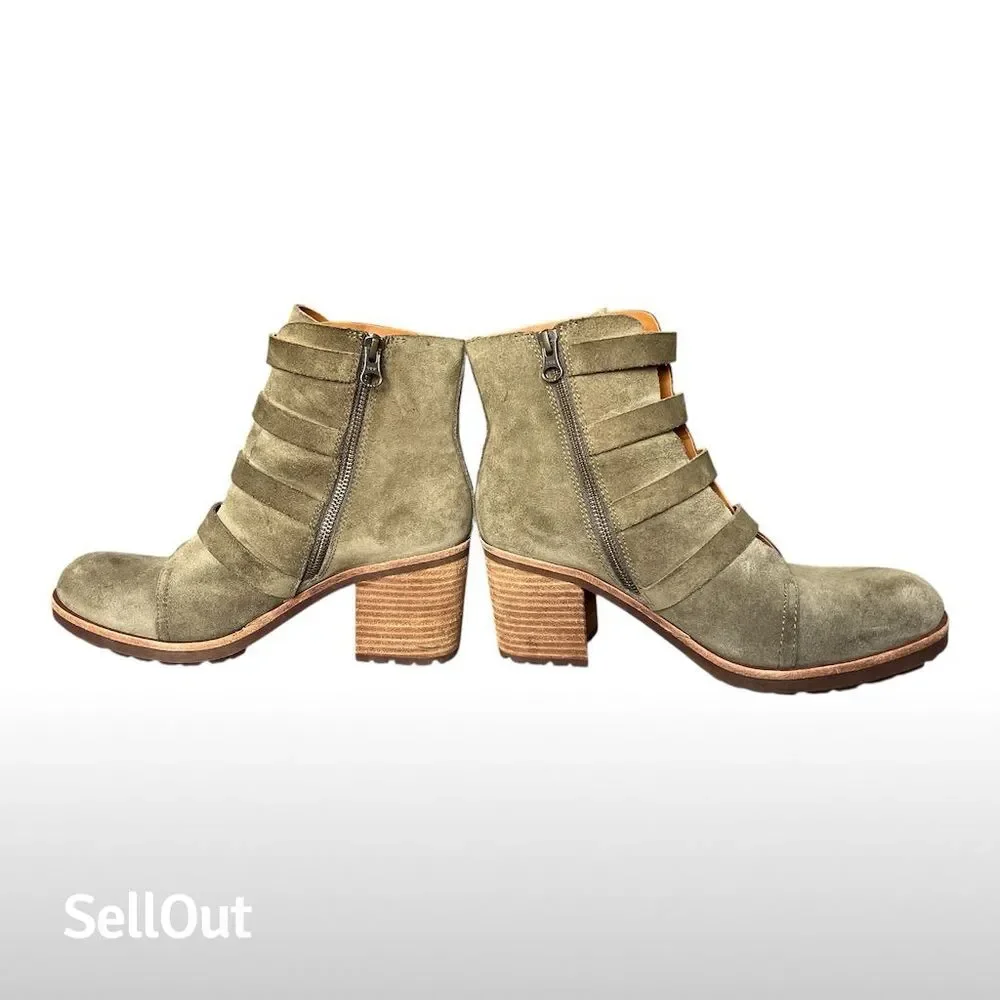 Kork-Ease Women's Green Suede Ankle Boots Size 9 Casual Block Heel - Picture 4 of 7